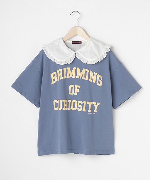 LOVETOXIC（ラブトキシック）の「衿セットカレッジロゴプリント半袖Tシャツ（Tシャツ/カットソー・キッズ・ネイビー/アイボリー/サックスブルー・M/SS/S/L）」の2枚目の写真