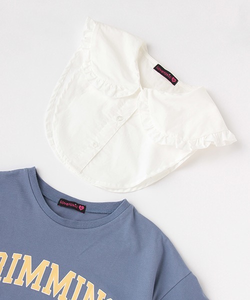 LOVETOXIC（ラブトキシック）の「衿セットカレッジロゴプリント半袖Tシャツ（Tシャツ/カットソー・キッズ・ネイビー/アイボリー/サックスブルー・M/SS/S/L）」の10枚目の写真