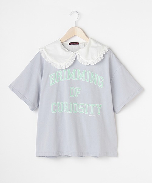 LOVETOXIC（ラブトキシック）の「衿セットカレッジロゴプリント半袖Tシャツ（Tシャツ/カットソー・キッズ・ネイビー/アイボリー/サックスブルー・M/SS/S/L）」の17枚目の写真