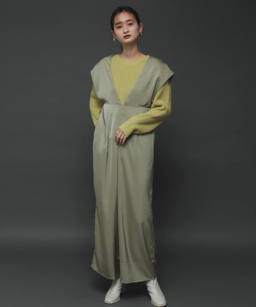 SENSE OF PLACE by URBAN RESEARCH（センスオブプレイスバイアーバンリサーチ）の「Vネックオールインワン（つなぎ/オールインワン・レディース・ブラック/ベージュ/グリーン・MEDIUM/SMALL/LARGE）」の5枚目の写真