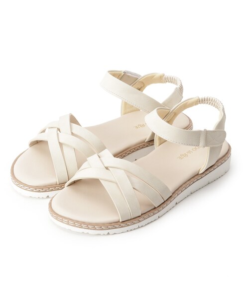 SHOO・LA・RUE(シューラルー)の「◆ダブルクロスストラップサンダル(サンダル・レディース・ダークブラウン/ナチュラル/ベージュ・25/35/45)」の3枚目の写真