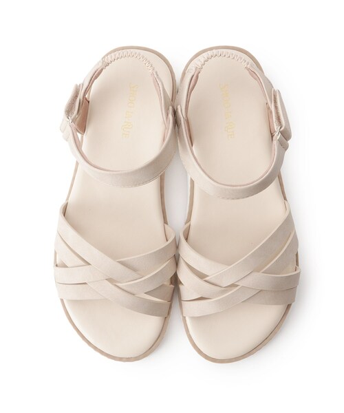 SHOO・LA・RUE(シューラルー)の「◆ダブルクロスストラップサンダル(サンダル・レディース・ダークブラウン/ナチュラル/ベージュ・25/35/45)」の4枚目の写真