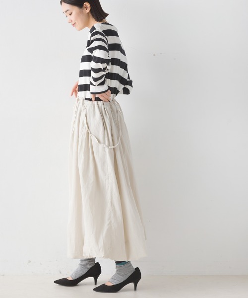 OMNES（オムネス）の「綿サテンガーゼ 吊り紐付き2重バルーンスカート（スカート・レディース・グレー系その他/サーモンピンク/チャコール・FREE）」の11枚目の写真