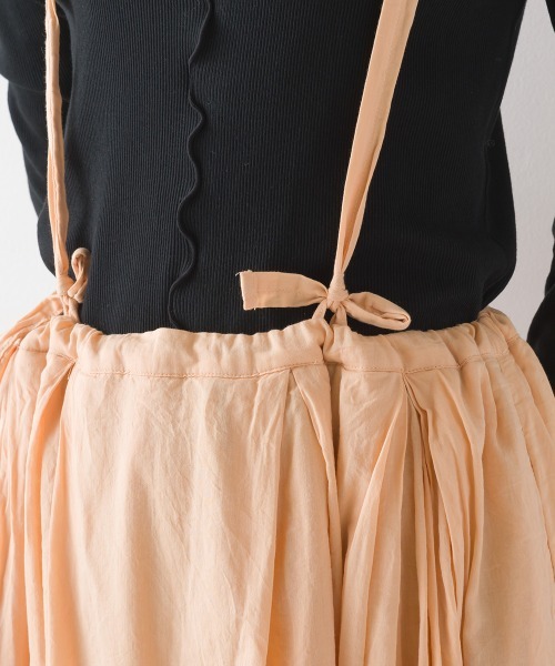 OMNES（オムネス）の「綿サテンガーゼ 吊り紐付き2重バルーンスカート（スカート・レディース・グレー系その他/サーモンピンク/チャコール・FREE）」の8枚目の写真