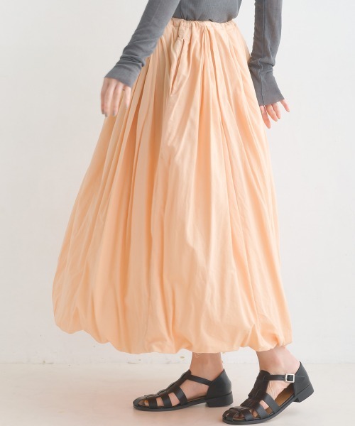 OMNES（オムネス）の「綿サテンガーゼ 吊り紐付き2重バルーンスカート（スカート・レディース・グレー系その他/サーモンピンク/チャコール・FREE）」の19枚目の写真