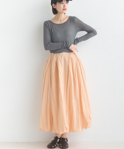OMNES（オムネス）の「綿サテンガーゼ 吊り紐付き2重バルーンスカート（スカート・レディース・グレー系その他/サーモンピンク/チャコール・FREE）」の22枚目の写真