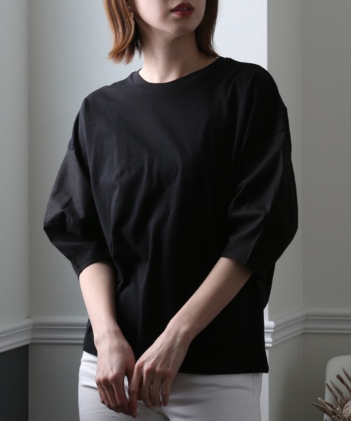 ElegChic(エレグシック)の「バックリボンコットントップス(Tシャツ/カットソー・レディース・ブラック/オフホワイト/モカ・M/4L/XL)」の4枚目の写真