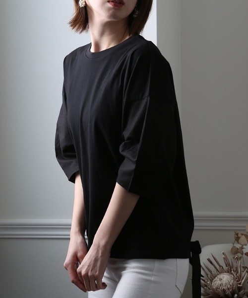 ElegChic(エレグシック)の「バックリボンコットントップス(Tシャツ/カットソー・レディース・ブラック/オフホワイト/モカ・M/4L/XL)」の5枚目の写真