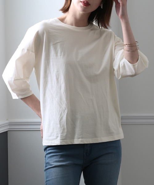 ElegChic(エレグシック)の「バックリボンコットントップス(Tシャツ/カットソー・レディース・ブラック/オフホワイト/モカ・M/4L/XL)」の9枚目の写真