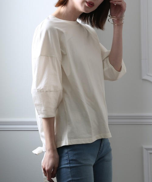 ElegChic(エレグシック)の「バックリボンコットントップス(Tシャツ/カットソー・レディース・ブラック/オフホワイト/モカ・M/4L/XL)」の10枚目の写真