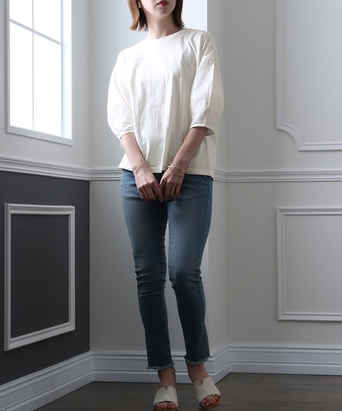 ElegChic(エレグシック)の「バックリボンコットントップス(Tシャツ/カットソー・レディース・ブラック/オフホワイト/モカ・M/4L/XL)」の12枚目の写真