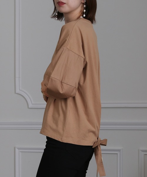 ElegChic(エレグシック)の「バックリボンコットントップス(Tシャツ/カットソー・レディース・ブラック/オフホワイト/モカ・M/4L/XL)」の15枚目の写真