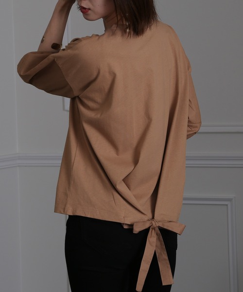 ElegChic(エレグシック)の「バックリボンコットントップス(Tシャツ/カットソー・レディース・ブラック/オフホワイト/モカ・M/4L/XL)」の16枚目の写真