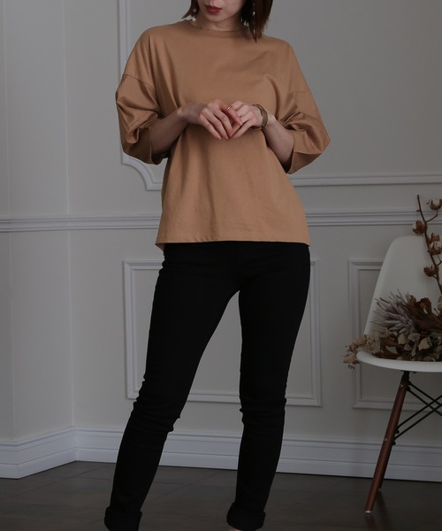 ElegChic(エレグシック)の「バックリボンコットントップス(Tシャツ/カットソー・レディース・ブラック/オフホワイト/モカ・M/4L/XL)」の17枚目の写真