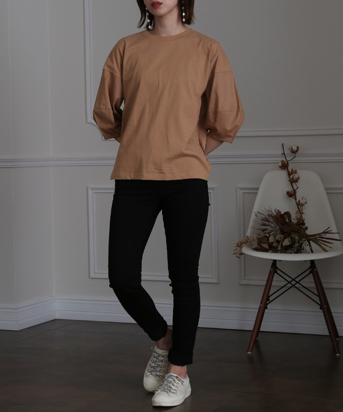 ElegChic(エレグシック)の「バックリボンコットントップス(Tシャツ/カットソー・レディース・ブラック/オフホワイト/モカ・M/4L/XL)」の18枚目の写真