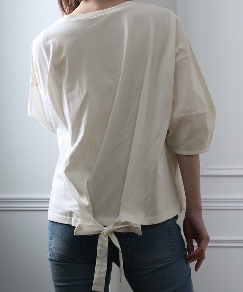 ElegChic(エレグシック)の「バックリボンコットントップス(Tシャツ/カットソー・レディース・ブラック/オフホワイト/モカ・M/4L/XL)」の20枚目の写真