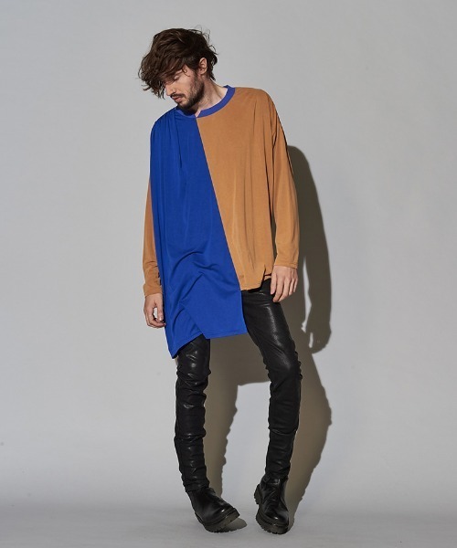 NO ID.(ノーアイディ)の「mlt3465-アシンメトリーギャザーBIG-PO プルオーバー(Tシャツ/カットソー・メンズ・ホワイト/オレンジ/ブルー/ブラック・ONE SIZE)」の18枚目の写真