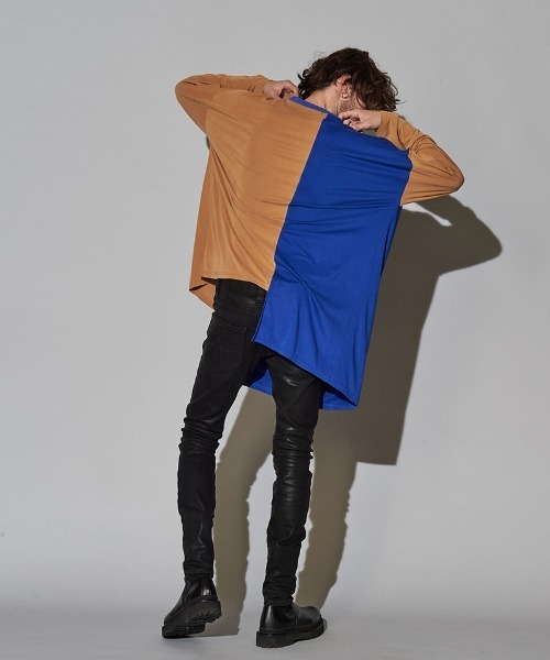 NO ID.(ノーアイディ)の「mlt3465-アシンメトリーギャザーBIG-PO プルオーバー(Tシャツ/カットソー・メンズ・ホワイト/オレンジ/ブルー/ブラック・ONE SIZE)」の20枚目の写真
