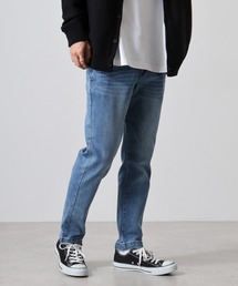 ワイドテーパード ストレッチデニムパンツ