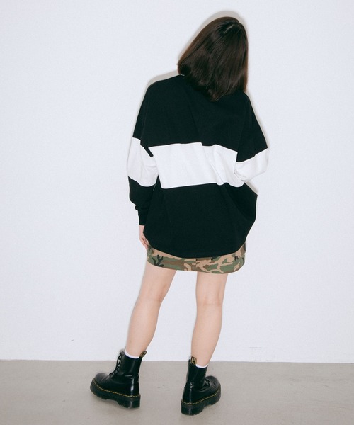 X-girl(エックスガール)の「RELAX RUGBY SHIRT(Tシャツ/カットソー・レディース・ホワイト/ブラック/ベージュ・S/M)」の18枚目の写真