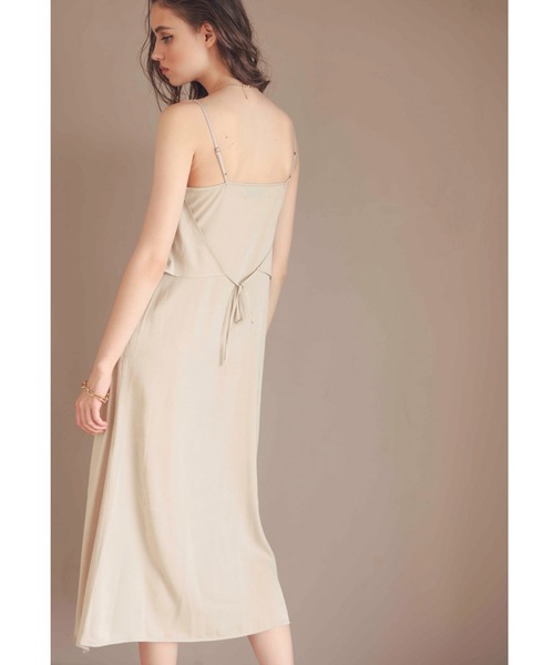 ALEXIA STAM（アリシアスタン）の「Back Ribbon Plain Satin Dress/バックリボンプレーンサテンドレス（ワンピース・レディース・ベージュ/チャコールグレー・S/M）」の11枚目の写真