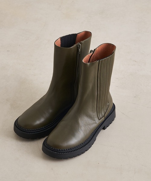 DouDou（ドゥドゥ）の「【新色追加】サイドゴアブーツ（ブーツ・レディース・ブラック/カーキ/ベージュ・M/L）」の3枚目の写真