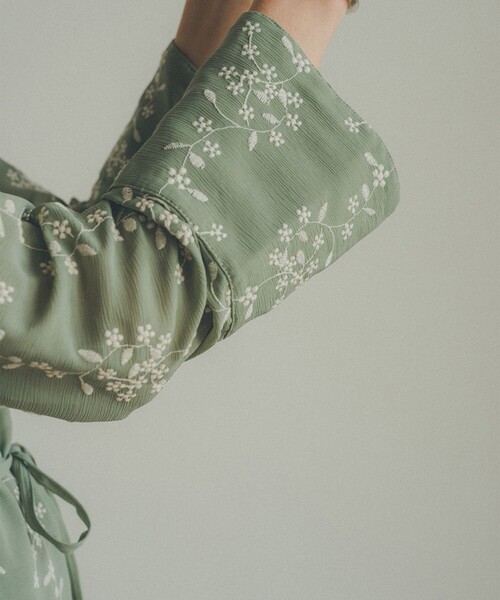 CLANE（クラネ）の「【CLANE(クラネ)】ストライプフラワーエンブロイダリ―ワンピース 11112-5072（ワンピース・レディース・ミント/ブラック・1）」の13枚目の写真