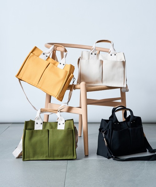 SETUP7(セットアップセブン)の「普段使いにちょうどいいサイズ感。【SETUP7】ユーティリティキャンバストート ツールバッグ KNF(トートバッグ・レディース・ホワイト/ブラック/その他/グリーン・FREE)」の6枚目の写真