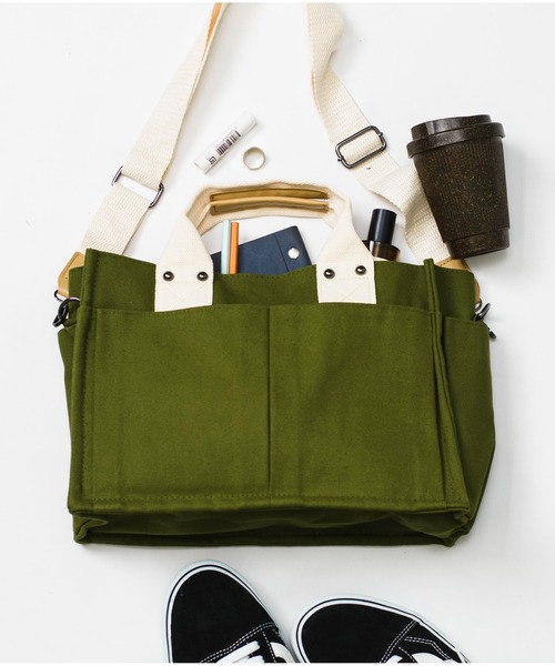 SETUP7(セットアップセブン)の「普段使いにちょうどいいサイズ感。【SETUP7】ユーティリティキャンバストート ツールバッグ KNF(トートバッグ・レディース・ホワイト/ブラック/その他/グリーン・FREE)」の7枚目の写真