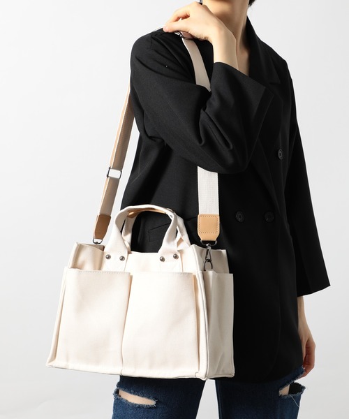 SETUP7(セットアップセブン)の「普段使いにちょうどいいサイズ感。【SETUP7】ユーティリティキャンバストート ツールバッグ KNF(トートバッグ・レディース・ホワイト/ブラック/その他/グリーン・FREE)」の20枚目の写真