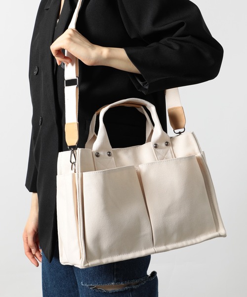 SETUP7(セットアップセブン)の「普段使いにちょうどいいサイズ感。【SETUP7】ユーティリティキャンバストート ツールバッグ KNF(トートバッグ・レディース・ホワイト/ブラック/その他/グリーン・FREE)」の21枚目の写真