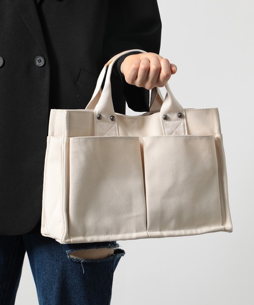 SETUP7(セットアップセブン)の「普段使いにちょうどいいサイズ感。【SETUP7】ユーティリティキャンバストート ツールバッグ KNF(トートバッグ・レディース・ホワイト/ブラック/その他/グリーン・FREE)」の13枚目の写真