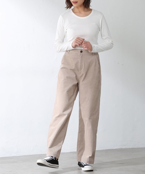 Honeys（ハニーズ）の「オーガニックＵネックＴ（Tシャツ/カットソー・レディース・ブルー系その他/ブラック/ボルドー/グレイッシュベージュ/ホワイト/ベージュ系その他・LL/M/L）」の9枚目の写真