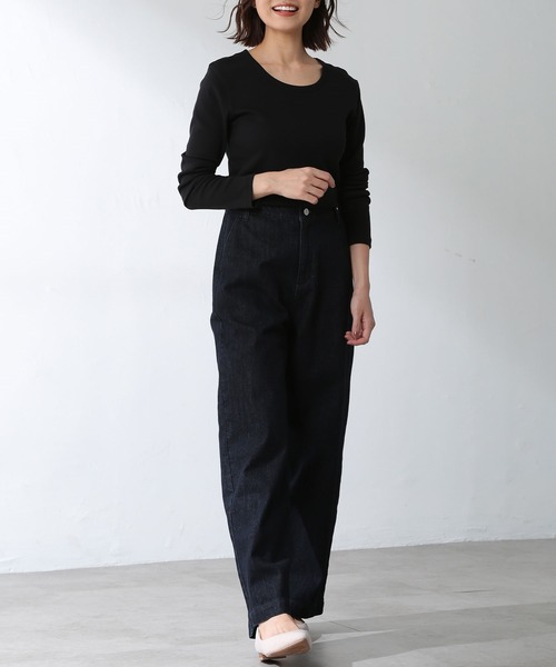 Honeys（ハニーズ）の「オーガニックＵネックＴ（Tシャツ/カットソー・レディース・ブルー系その他/ブラック/ボルドー/グレイッシュベージュ/ホワイト/ベージュ系その他・LL/M/L）」の14枚目の写真