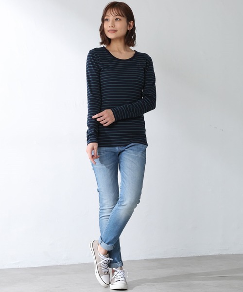 Honeys（ハニーズ）の「オーガニックＵネックＴ（Tシャツ/カットソー・レディース・ブルー系その他/ブラック/ボルドー/グレイッシュベージュ/ホワイト/ベージュ系その他・LL/M/L）」の22枚目の写真