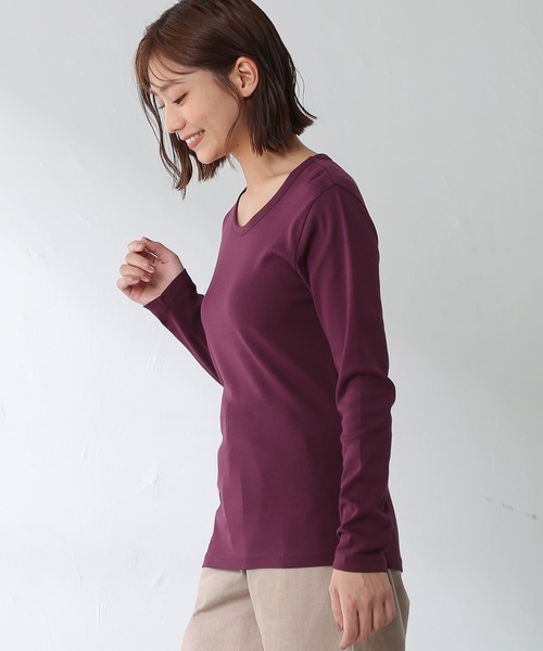 Honeys（ハニーズ）の「オーガニックＵネックＴ（Tシャツ/カットソー・レディース・ブルー系その他/ブラック/ボルドー/グレイッシュベージュ/ホワイト/ベージュ系その他・LL/M/L）」の12枚目の写真