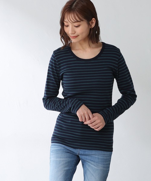 Honeys（ハニーズ）の「オーガニックＵネックＴ（Tシャツ/カットソー・レディース・ブルー系その他/ブラック/ボルドー/グレイッシュベージュ/ホワイト/ベージュ系その他・LL/M/L）」の20枚目の写真