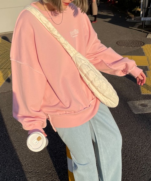 WEGO(ウィゴー)の「WEGO/【WEB限定】インサイドアウトステッチロゴプルオーバー(スウェット・レディース・ブルー/ホワイト/グリーン/ブラック/杢グレー/ピンク・FREE)」の10枚目の写真