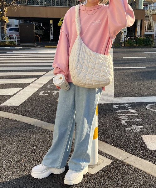 WEGO(ウィゴー)の「WEGO/【WEB限定】インサイドアウトステッチロゴプルオーバー(スウェット・レディース・ブルー/ホワイト/グリーン/ブラック/杢グレー/ピンク・FREE)」の11枚目の写真