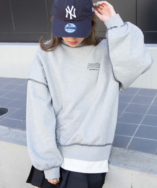 WEGO(ウィゴー)の「WEGO/【WEB限定】インサイドアウトステッチロゴプルオーバー(スウェット・レディース・ブルー/ホワイト/グリーン/ブラック/杢グレー/ピンク・FREE)」の15枚目の写真