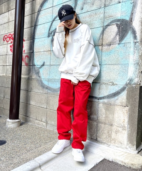 WEGO(ウィゴー)の「WEGO/【WEB限定】インサイドアウトステッチロゴプルオーバー(スウェット・レディース・ブルー/ホワイト/グリーン/ブラック/杢グレー/ピンク・FREE)」の16枚目の写真