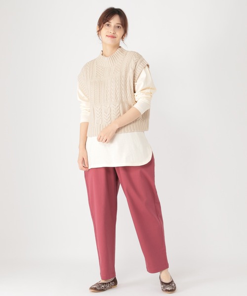 studio CLIP(スタディオクリップ)の「5ゲージハイネックパッチワークベスト(ベスト・レディース・マスタード/ネイビー/アイボリー・FREE)」の6枚目の写真