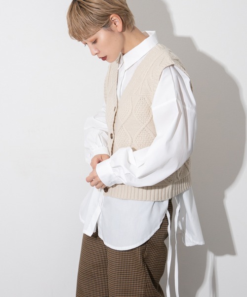 kutir（クティール）の「ドローコードシャツ（シャツ/ブラウス・レディース・マスタード/グレー/ホワイト・FREE）」の6枚目の写真