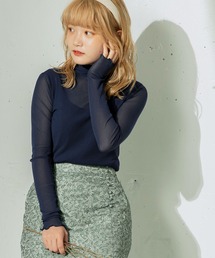 mikke | ハイネックシアーメロートップス(Tシャツ/カットソー)