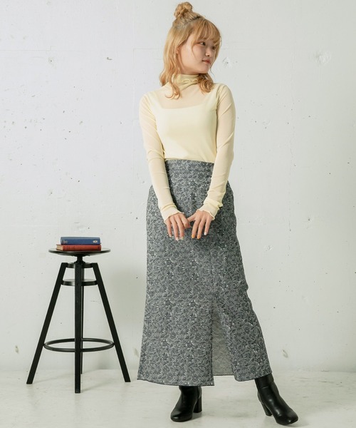 mikke(ミッケ)の「ハイネックシアーメロートップス(Tシャツ/カットソー・レディース・ネイビー/アイボリー/モカ・FREE)」の20枚目の写真