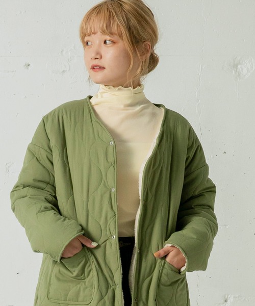 mikke(ミッケ)の「ハイネックシアーメロートップス(Tシャツ/カットソー・レディース・ネイビー/アイボリー/モカ・FREE)」の7枚目の写真