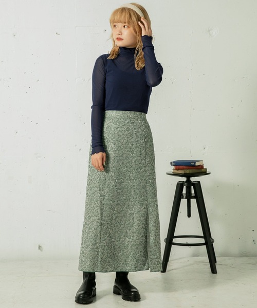 mikke(ミッケ)の「ハイネックシアーメロートップス(Tシャツ/カットソー・レディース・ネイビー/アイボリー/モカ・FREE)」の21枚目の写真