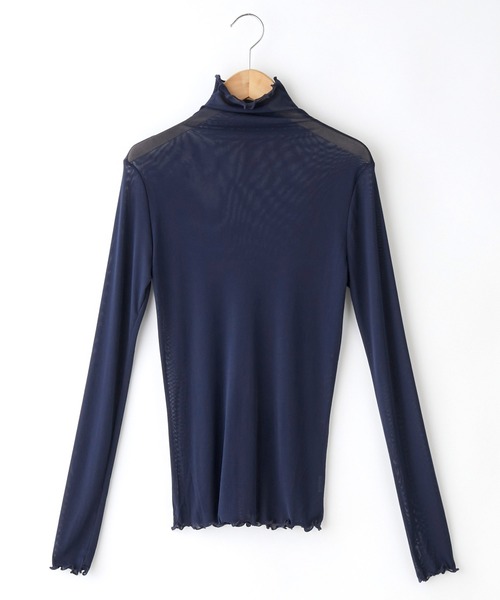 mikke(ミッケ)の「ハイネックシアーメロートップス(Tシャツ/カットソー・レディース・ネイビー/アイボリー/モカ・FREE)」の9枚目の写真