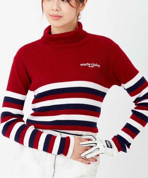 marie claire(マリ・クレール)の「【marie claire GOLF/マリクレール ゴルフ】ワンポイントロゴ ボーダー柄 タートルネック ニット/セーター(ニット/セーター・レディース・レッド/ブラック/ネイビー/イエロー・L/LL/M)」の19枚目の写真