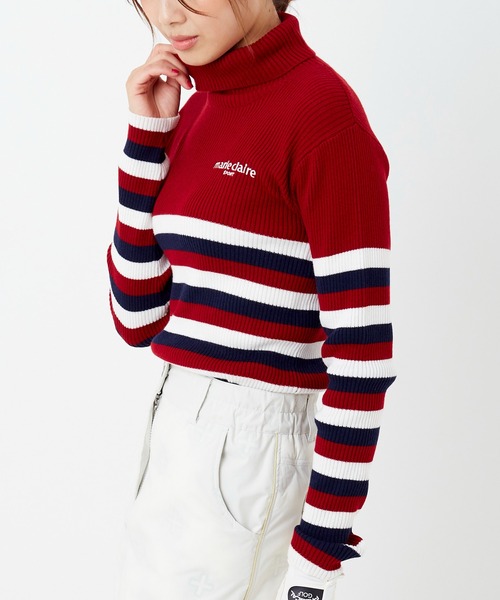 marie claire(マリ・クレール)の「【marie claire GOLF/マリクレール ゴルフ】ワンポイントロゴ ボーダー柄 タートルネック ニット/セーター(ニット/セーター・レディース・レッド/ブラック/ネイビー/イエロー・L/LL/M)」の10枚目の写真